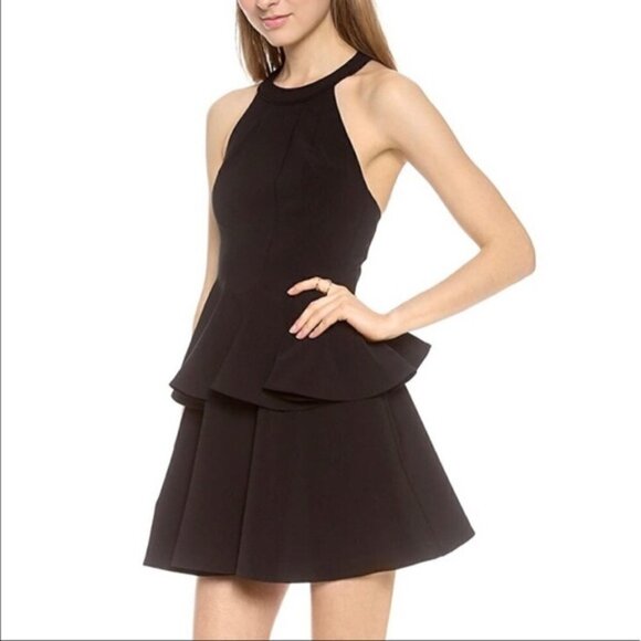 Elizabeth and James Halter Ruffle Tiered Dress Black Size 8 - Picture 2 of 8